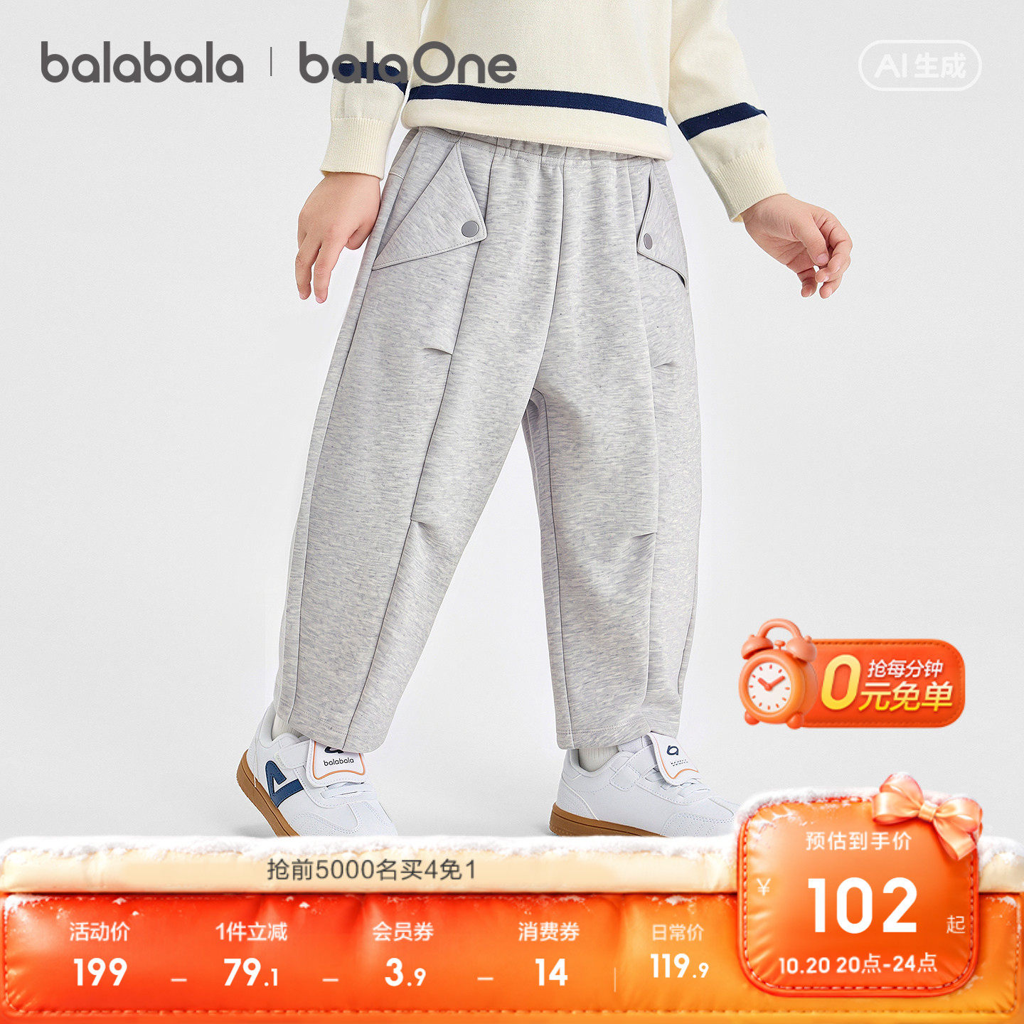 【balaOne】巴拉巴童装儿童裤子男童长裤女童宝宝2026新款秋季装