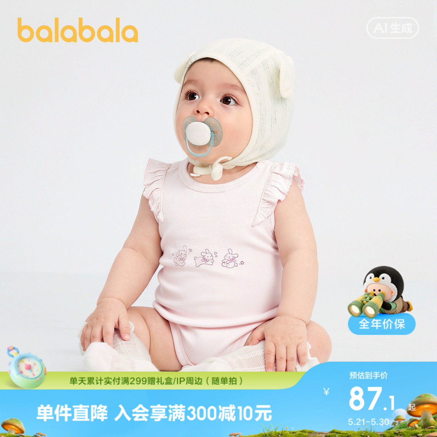 【商场同款】巴拉巴拉童装宝宝三角衣婴儿儿童2026新款夏季两件装