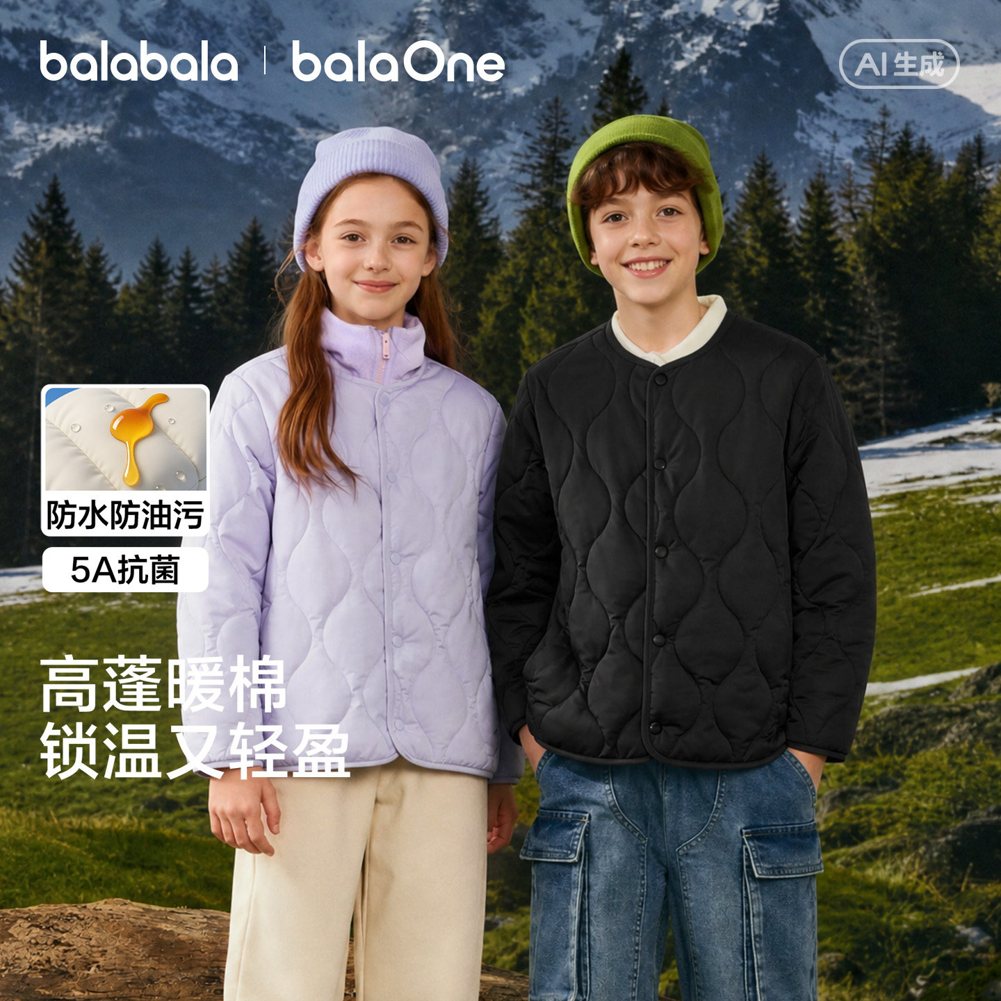 巴拉巴拉童装儿童棉服外套男童女童宝宝上衣2026秋冬装内搭亲子装