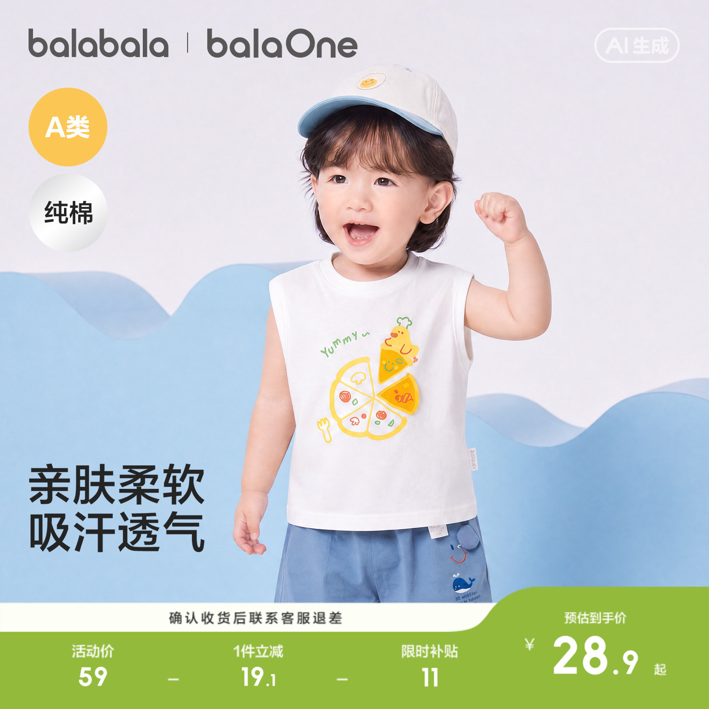 巴拉巴拉宝宝无袖背心女童T恤夏图片
