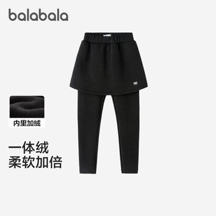 女童2025秋冬新款 儿童打底裤 巴拉巴拉童装 加绒假两件 商场同款