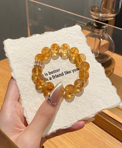 【日进斗金】天然黄塔晶黄水晶手链女款单圈招财转运珠子饰品礼物