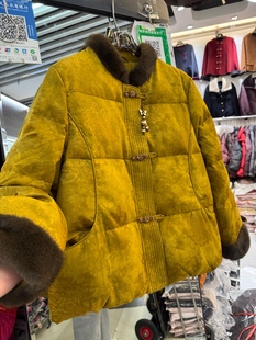 新款 国风鹅绒服女中长款 时尚 新中式 拼接水貂毛外套 妈妈装 2025冬季