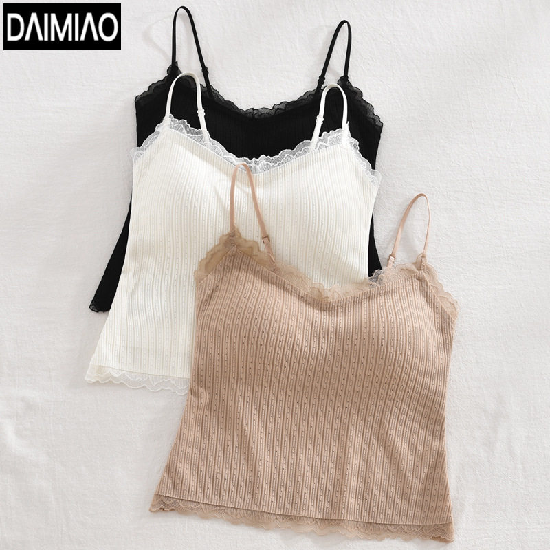 春新款蕾丝无痕内衣女文胸吊带一体带胸垫内搭打底纯欲美背固定杯,女士内衣/男士内衣/家居服,保暖背心,淘宝优惠券,粉丝福利购,淘宝优惠卷