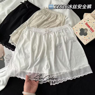 黛美芮22826性感蕾丝花边冰丝安全裤女防走光不卷边宽松居家短款