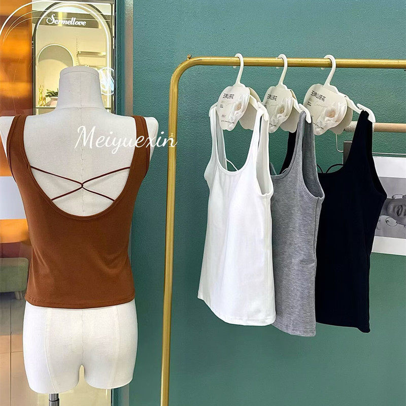 美月鑫8303薄款交叉美背打底吊带背心女内搭带胸垫抹胸辣妹上衣,女士内衣/男士内衣/家居服,保暖背心,淘宝优惠券,粉丝福利购,淘宝优惠卷