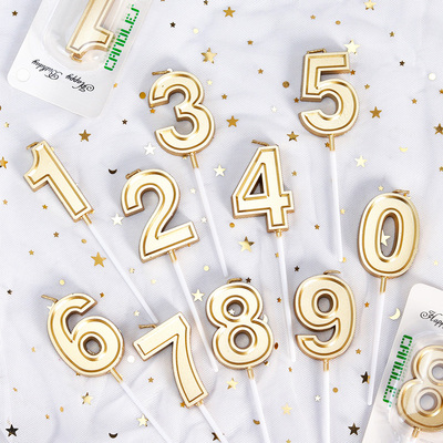 花样立体香槟金色1-10数字蜡烛