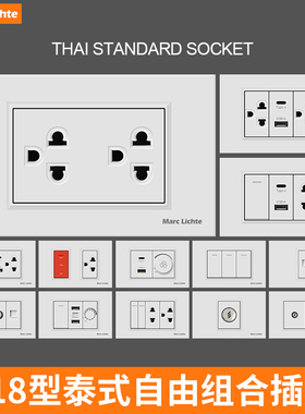 118型暗装16A泰式插座日式美式三孔六孔USB充电电源开关插板美规