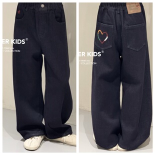 波拉bora童装JASPER正版2025冬款儿童韩版牛仔裤中大童直筒裤亲子