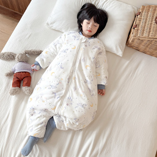 加厚夹棉儿童连体睡衣A类纯棉秋冬季防寒男童女童保暖睡袋防踢被