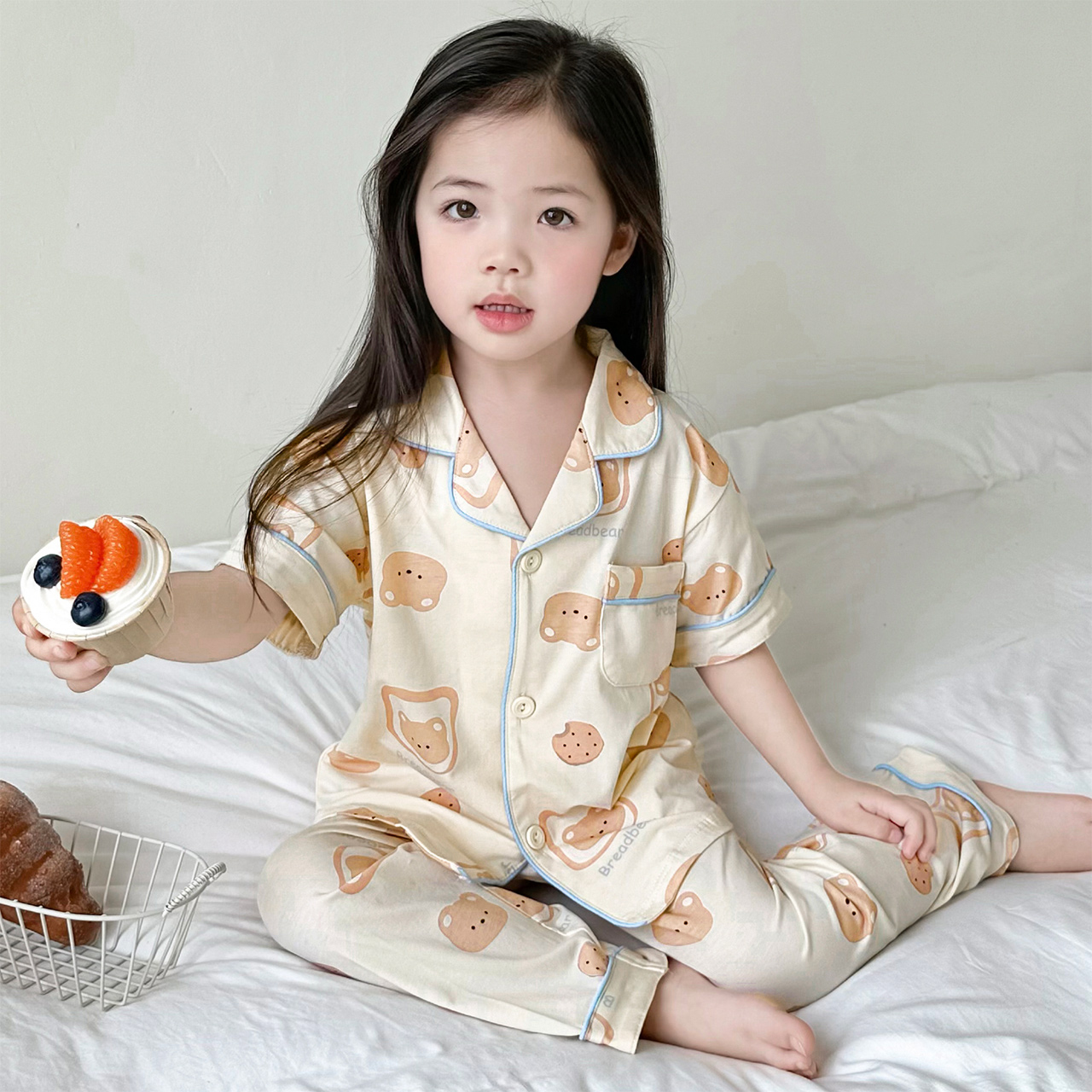 儿童莱赛尔棉睡衣春夏季薄款男女童短袖长裤家居服宝宝空调服套装