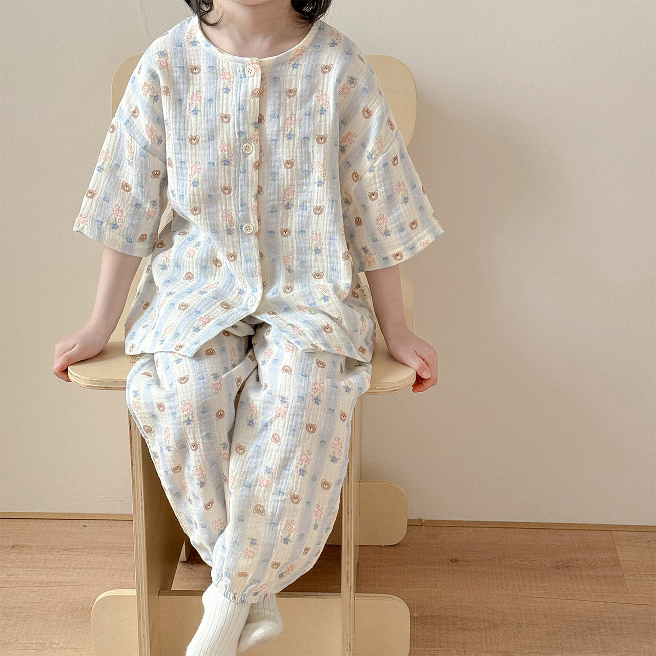 纯棉纱布儿童韩系家居服