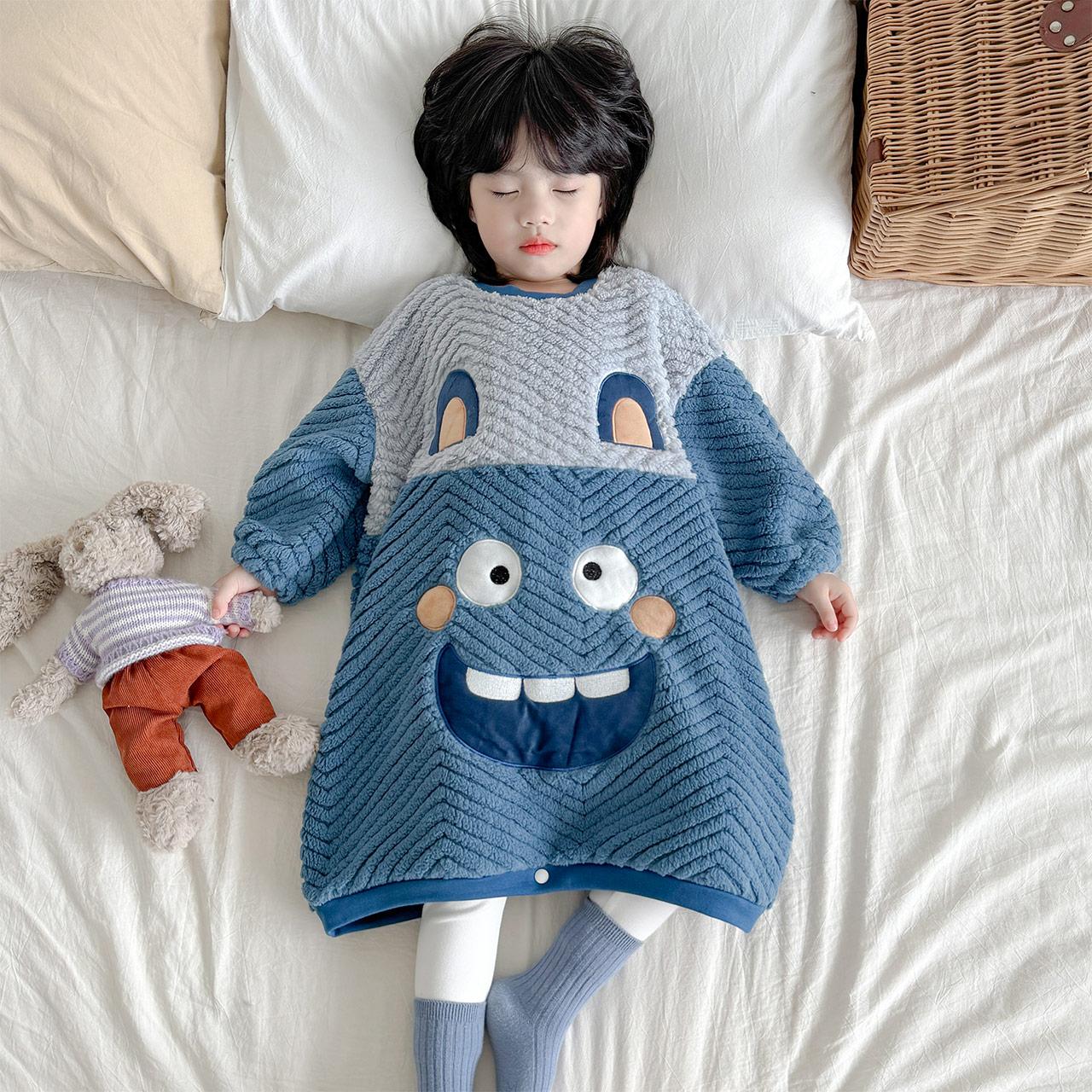 儿童睡袋珊瑚绒防踢被秋冬季加厚