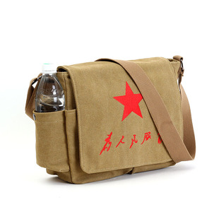 帆布包复古斜挎老式 怀旧挎包商务为人民服务男包大容量雷锋单肩包