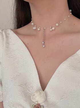 pixiemarket欧美复古简约项链颈链超仙满天星鱼线锁骨链项链女潮