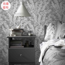 艾嘉定制无缝墙布北欧简约美式灰色森林树叶墙布青少年客卧室壁布