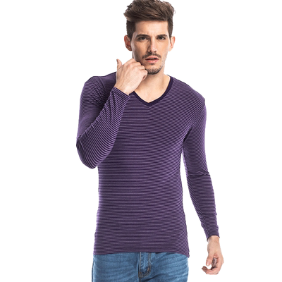 v领长袖男士商务打底衫