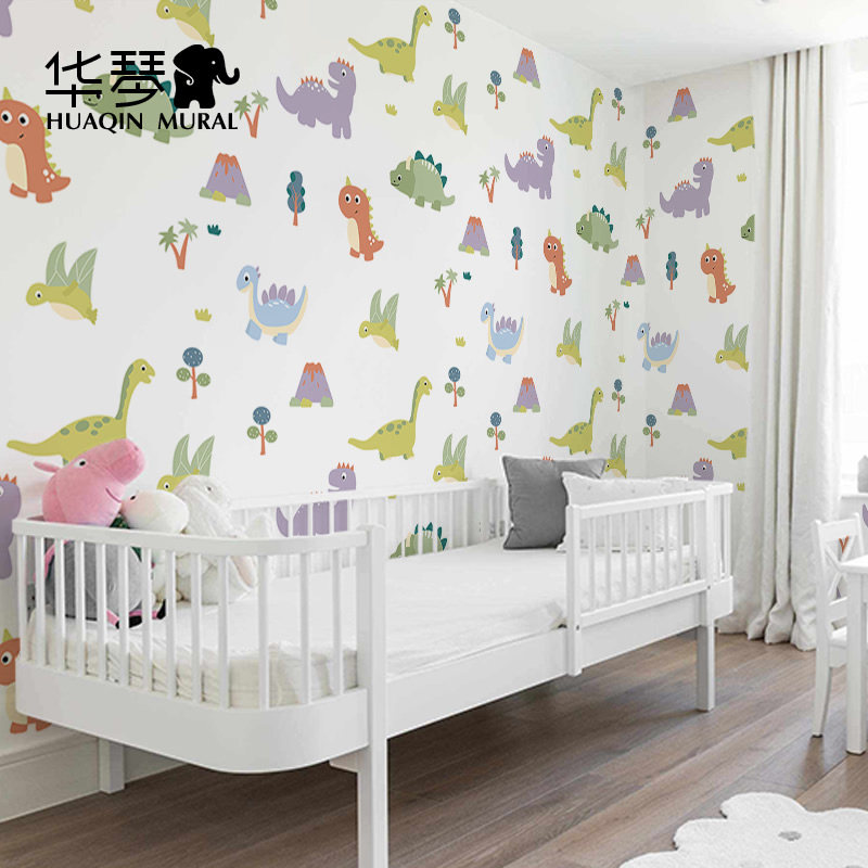 卡通恐龙图案环保儿童房背景墙壁纸全屋满铺无缝墙布壁画定制壁布,家装主材,定制壁画,淘宝优惠券,粉丝福利购,淘宝优惠卷