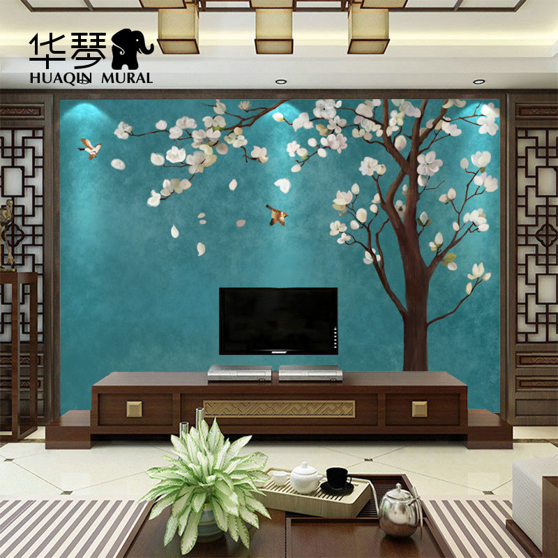 怀旧复古美式田园花鸟玉兰花壁画定制 客厅卧室沙发背景墙影视墙,家装主材,定制壁画,淘宝优惠券,粉丝福利购,淘宝优惠卷