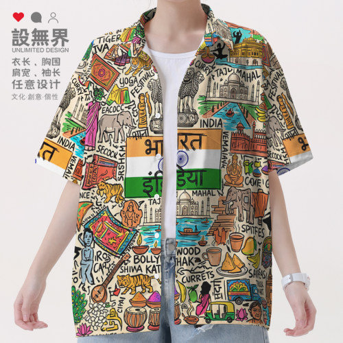 印度南亚古迹旅行胜地风物合衬衫