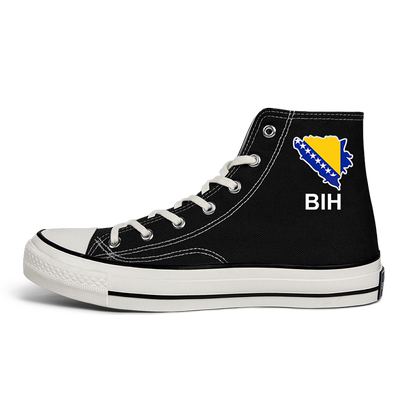 波黑Bosnia and Herzegovina高帮帆布鞋男女国家地图板鞋设 无界