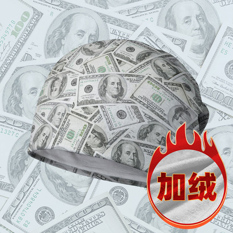 美元美金纸币各国货币金钱符号印花堆堆帽男女帽子包头帽设 无界