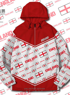 英格兰England国旗徽章夹克棉服男女立领定制潮连帽秋外套设 无界