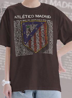 马德里竞技纯棉短袖t恤男女Atletico Madrid马竞西甲队服设 无界