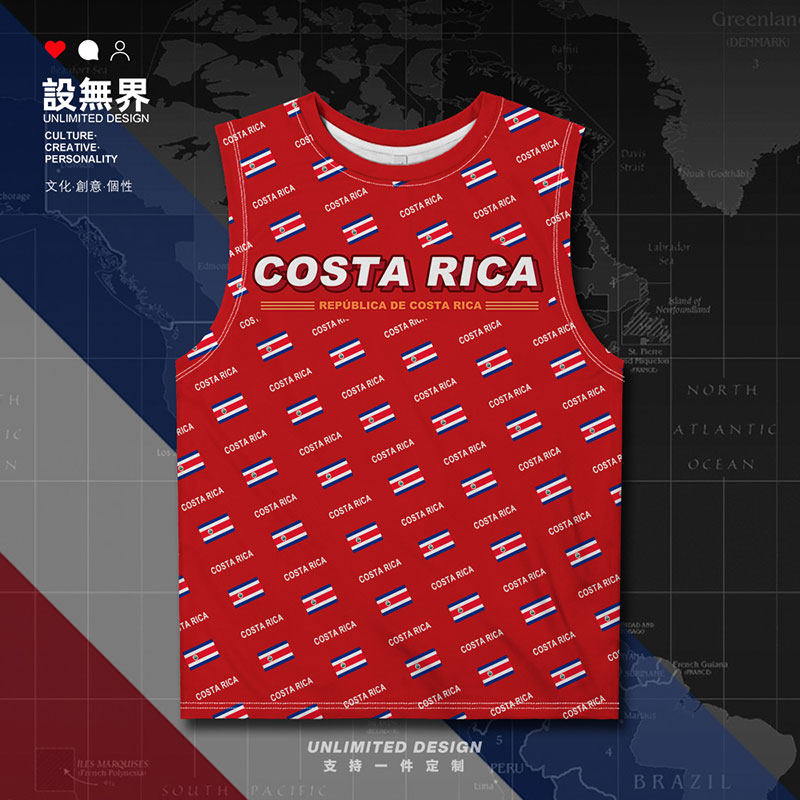 哥斯达黎加costa rica国旗标志大码速干背心男装女装男装设 无界