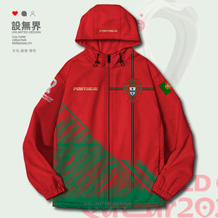 葡萄牙足球C罗卡塔尔国家队球迷纪念世界杯连帽夹克男女冬设 无界
