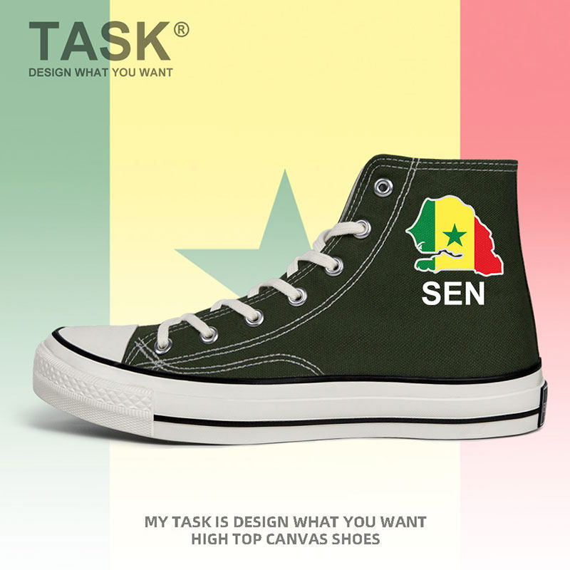 塞内加尔senegal高帮帆布鞋男女国家地图学生板鞋夏休闲潮设 无界