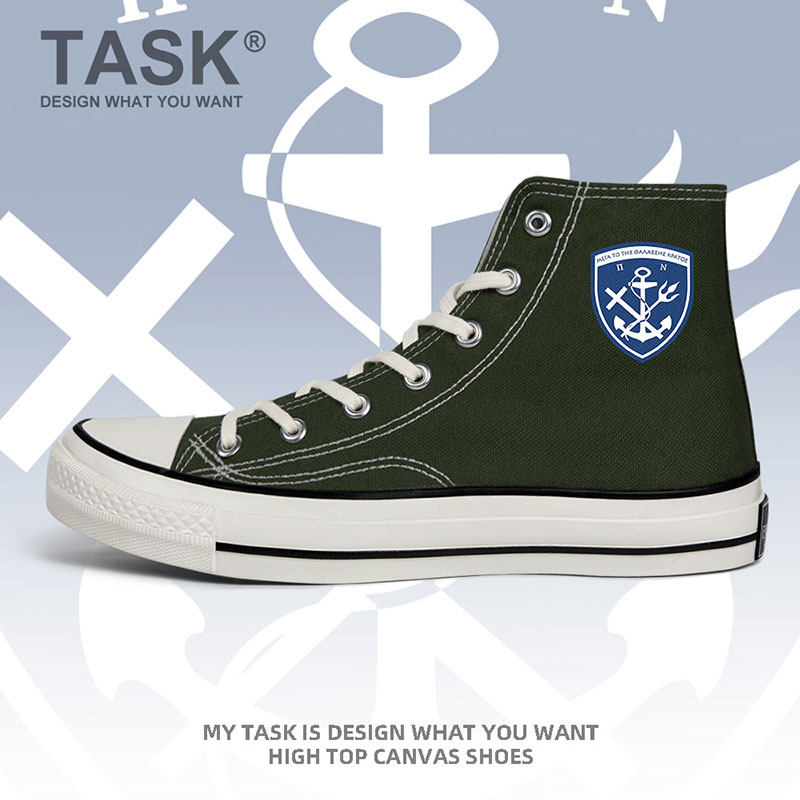 希腊greece海军高帮帆布鞋男女夏季新款板鞋系带新款国家设 无界