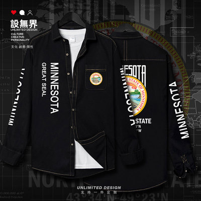 美国洲徽Minnesota明尼牛仔衬衫