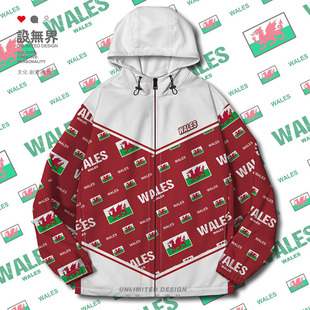 威尔士Wales国旗徽章夹克棉服男女连帽加厚立领潮春秋外套设 无界
