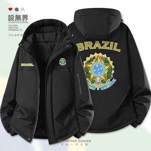 棉衣外套设 休闲宽松新款 无界 国家队加厚棉服男女个性 巴西Brazil