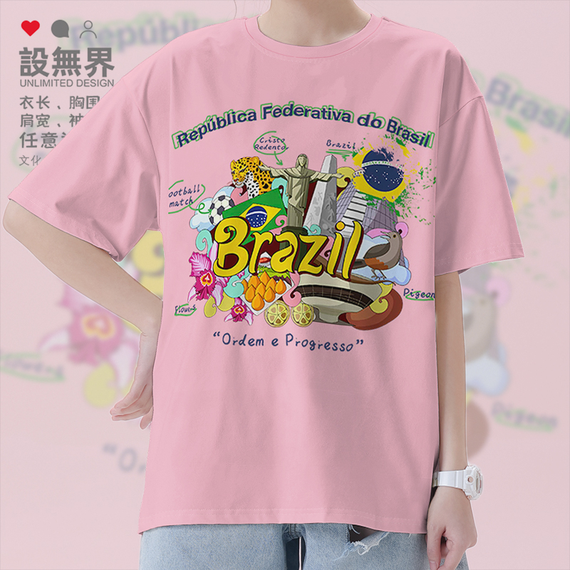 巴西足球jesus像旅游景点短袖T恤