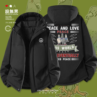 美式和平鸽这个世界需要和平潮牌加厚棉服男女外套潮0017设 无界