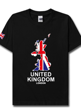 英国Uk国家地图纯棉半袖短袖T恤