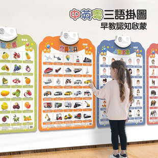 儿童早教挂图繁体字墙贴中英粤语启蒙认知有声发声宝宝益智玩具