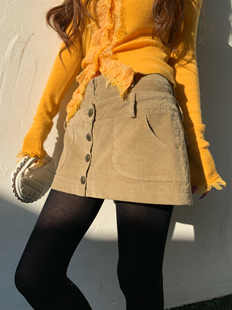 2025秋冬百搭迷你裙5615 双腰设计纽扣高腰A字显瘦短裙 HOLDER