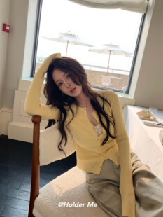 HOLDER ME 韩版修身纽扣短款针织开衫2026春季新款显瘦甜美女5677