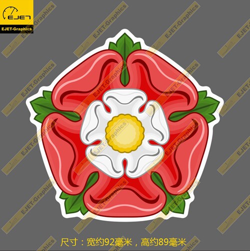 英格兰都铎玫瑰徽章防水新款笔记本贴汽车贴行李箱贴
