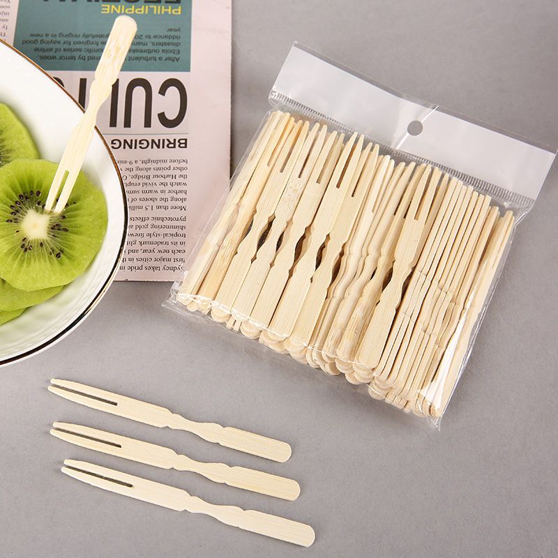 一次性水果叉子透明儿童独立小叉家用商用蛋糕甜品竹签果插便捷