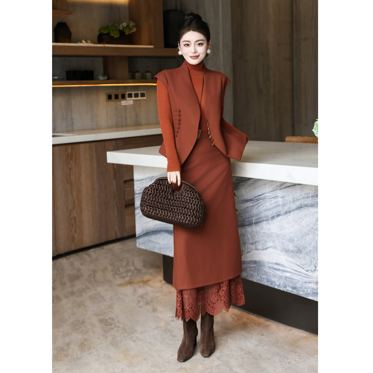 气质秋冬显瘦三件套洋气套装