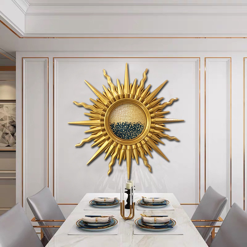 美式轻奢风太阳镜子壁挂客厅墙壁欧式装饰品北欧餐厅玄关墙面挂镜