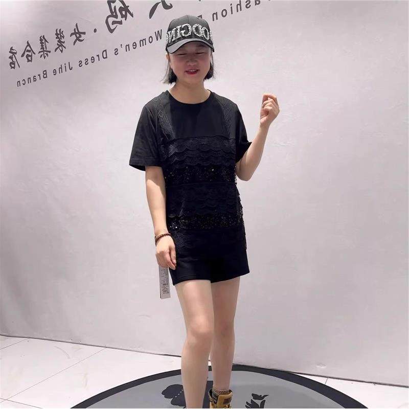 针丝缘时尚大码女装2026春装潮流胖T恤1405短袖衫减龄显瘦打底衫