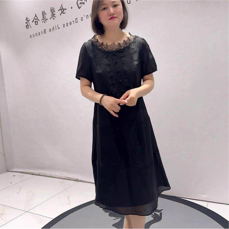 芮娜依莲时尚胖mm夏装裙9103连衣裙加肥加大码女装宽松潮流气质裙