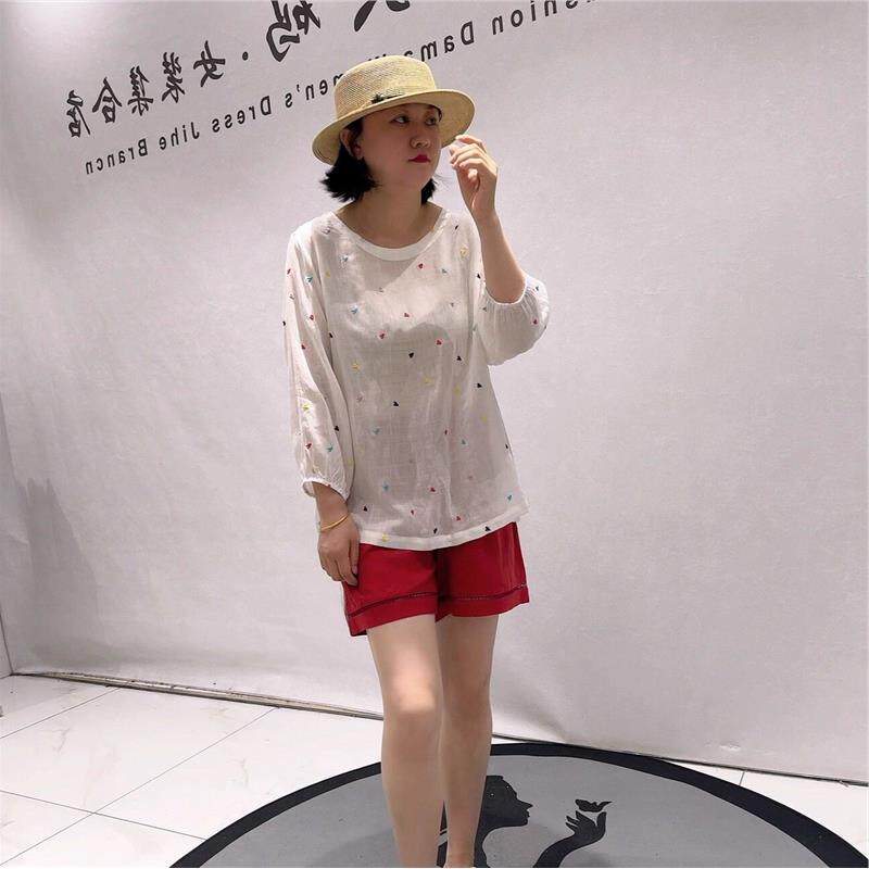 2026夏季女权贵族时尚加大码女装31162苎麻防晒袖长袖衫显瘦上衣