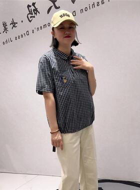 2026夏季针丝缘加肥加大上衣1186简约200斤休闲底部可抽绳格子衫
