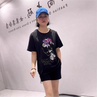 针丝缘时尚大码女装2026春装T恤2333短袖衫减龄显瘦打底衫